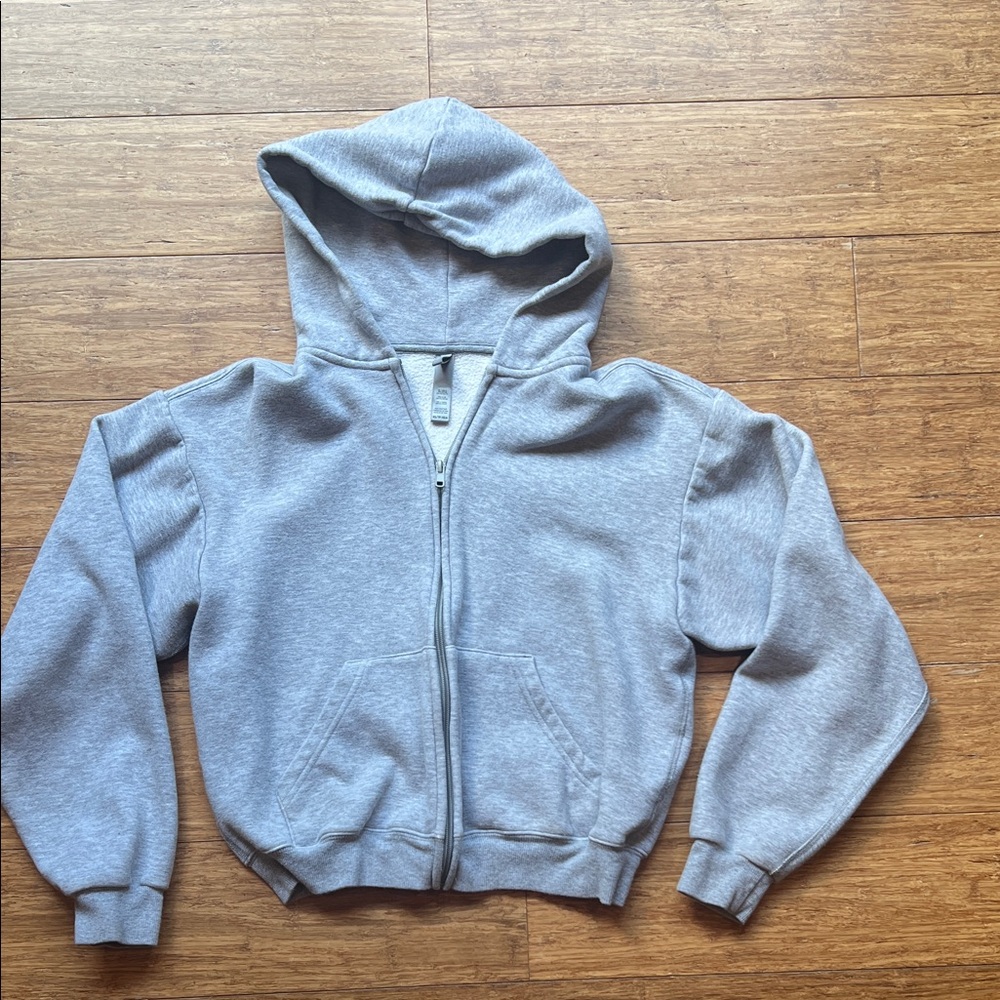 SKIMS Heather Gray Women's Zip-Up Hoodie